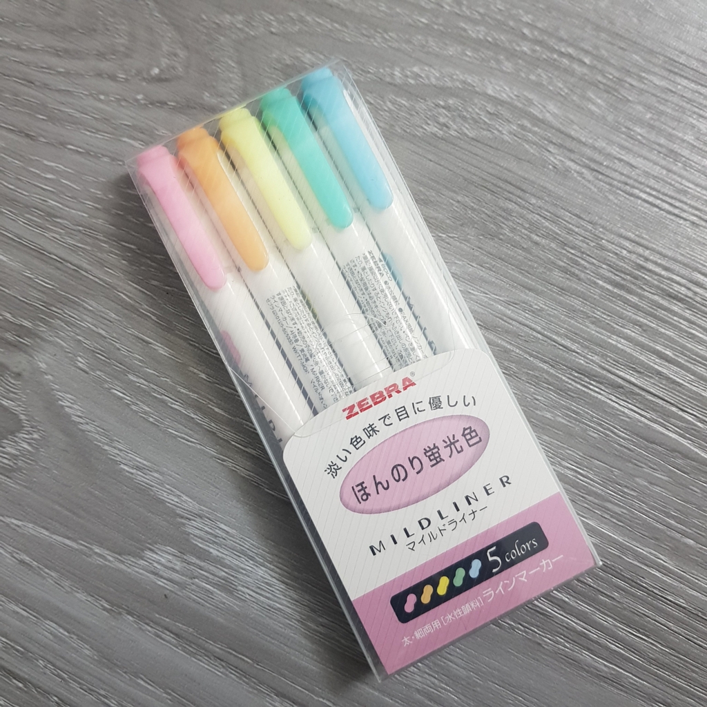 Set 5 bút 2 đầu  Zebra Mildliner (Nhật Bản)
