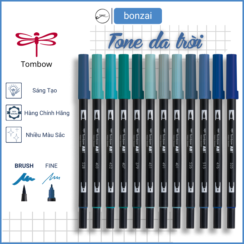 Bút Cọ TOMBOW ABT Dual Brush Pens Tone Da Trời