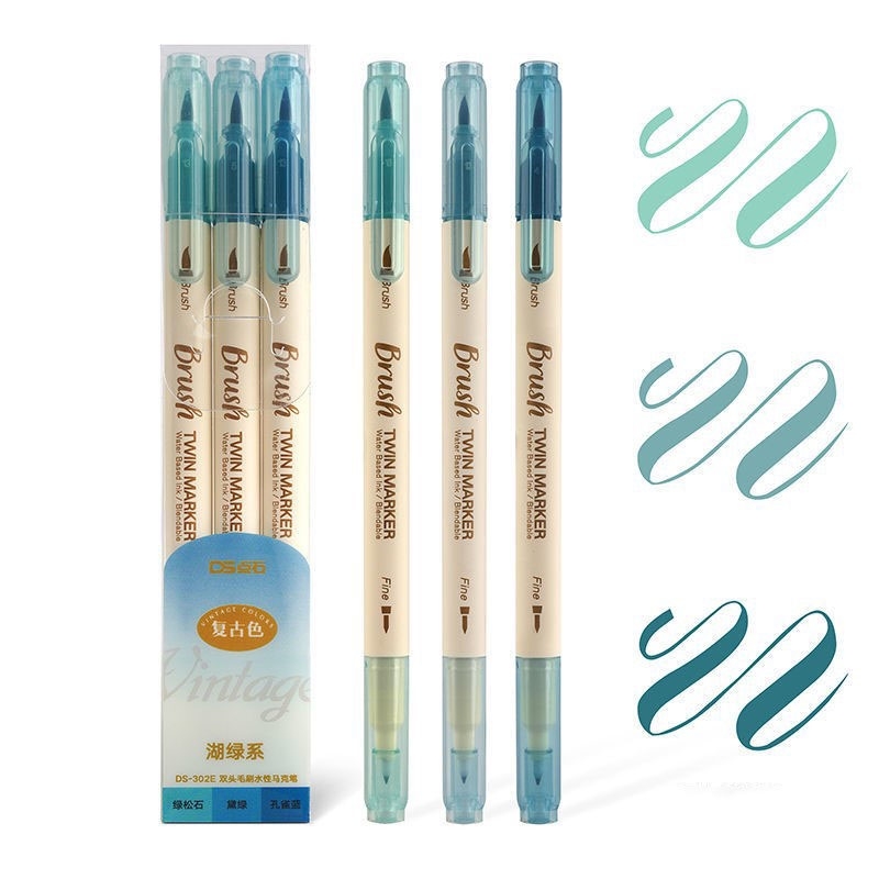 Bộ 3 bút Twin Marker brush 2 đầu ngòi viết Calligraphy, Sketchnote...