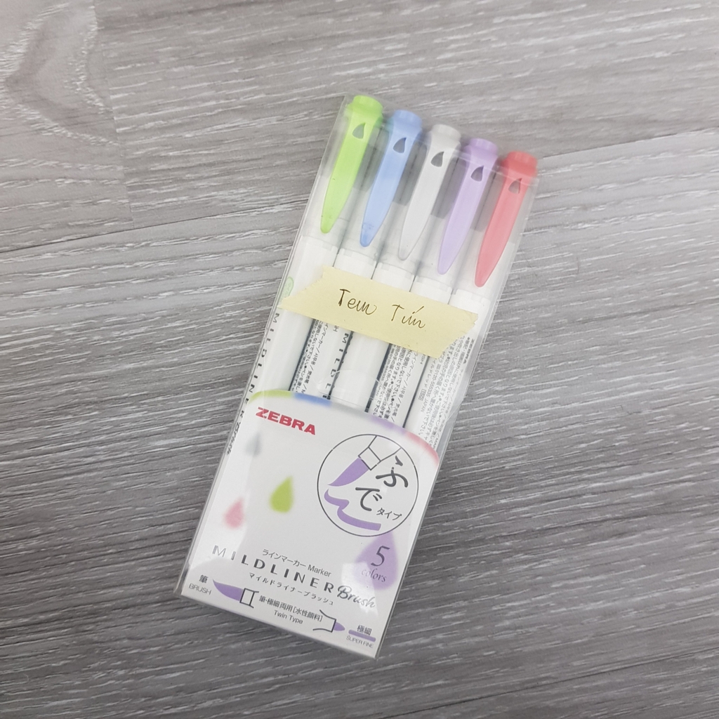 Set 5 bút đánh dấu 2 đầu ZEBRA MILDLINER BRUSH