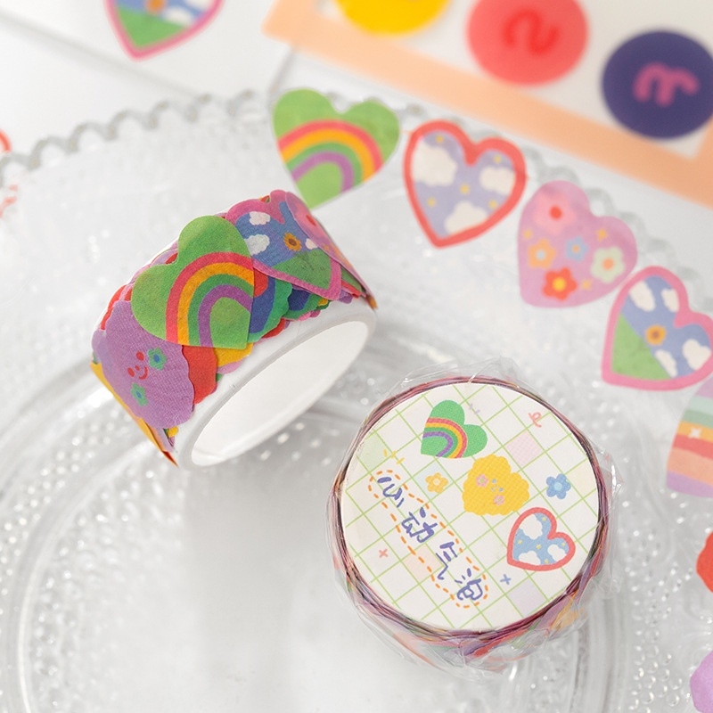 Cuộn dán tròn băng 100 nhãn dán mềm mãi dễ thương 1,8cm.