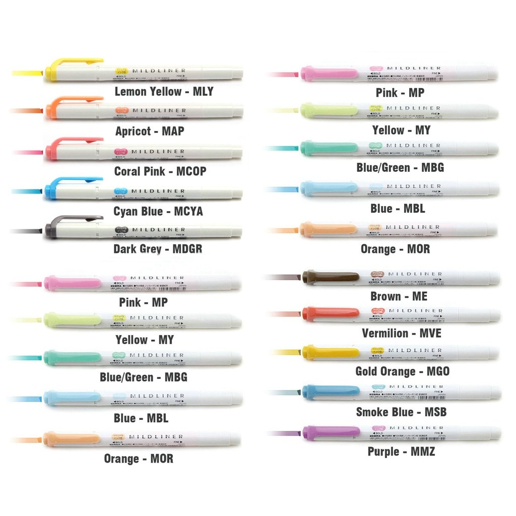 Bút đánh dấu 2 đầu ZEBRA Mildliner Nhật Bản ( cây lẻ)