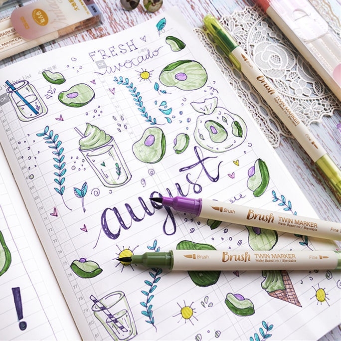 Bộ 3 bút Twin Marker brush 2 đầu ngòi viết Calligraphy, Sketchnote...