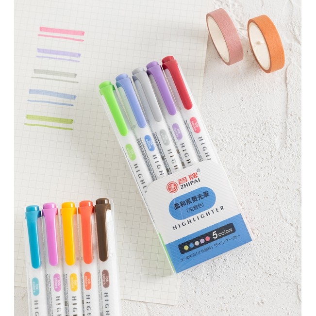 Bút đánh dấu 2 đầu HIGHLIGHTER , sét 5 màu yêu thích