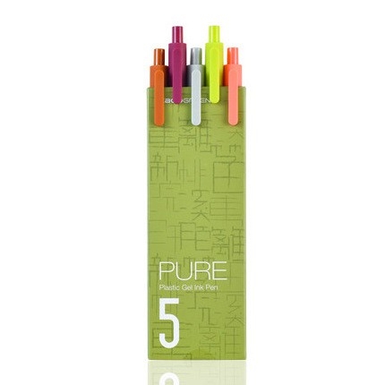 Bộ 5 bút gel KACO PURE mực nhiều màu ngòi 0,5mm (Hàng Chính Hãng)