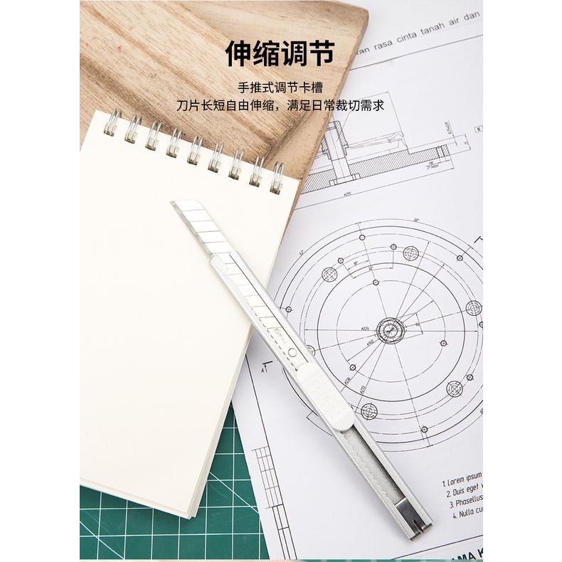 Dao rọc giấy Deli nhỏ gọn tiện ích 13 lưỡi tách rời 2 màu lựa chọn trắng, đen - mã 2053