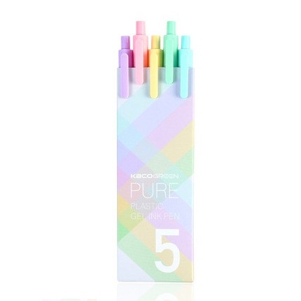 Bộ 5 bút gel KACO PURE mực nhiều màu ngòi 0,5mm (Hàng Chính Hãng)