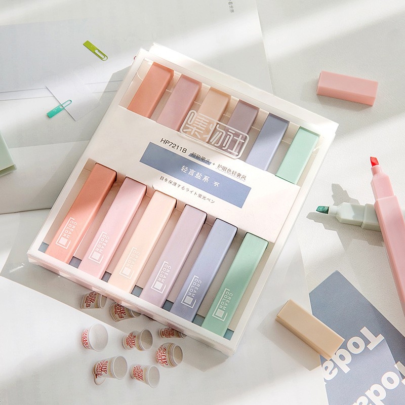 Set 6 bút đánh dấu vuông Pastel siêu đáng yêu ( Bút Highlight)