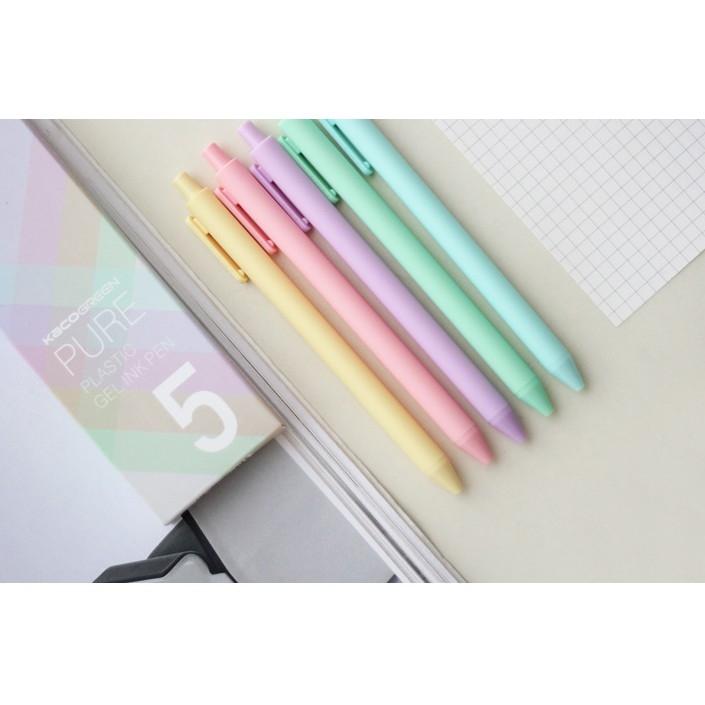Bộ 5 bút gel KACO PURE mực nhiều màu ngòi 0,5mm (Hàng Chính Hãng)