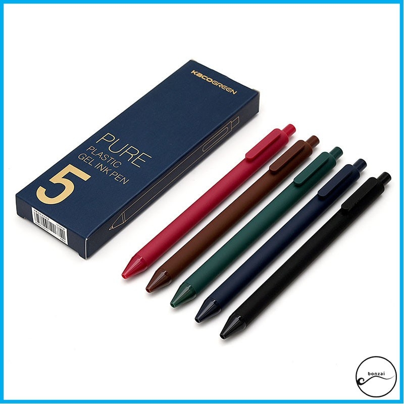 Bộ 5 bút gel KACO PURE mực nhiều màu ngòi 0,5mm (Hàng Chính Hãng)