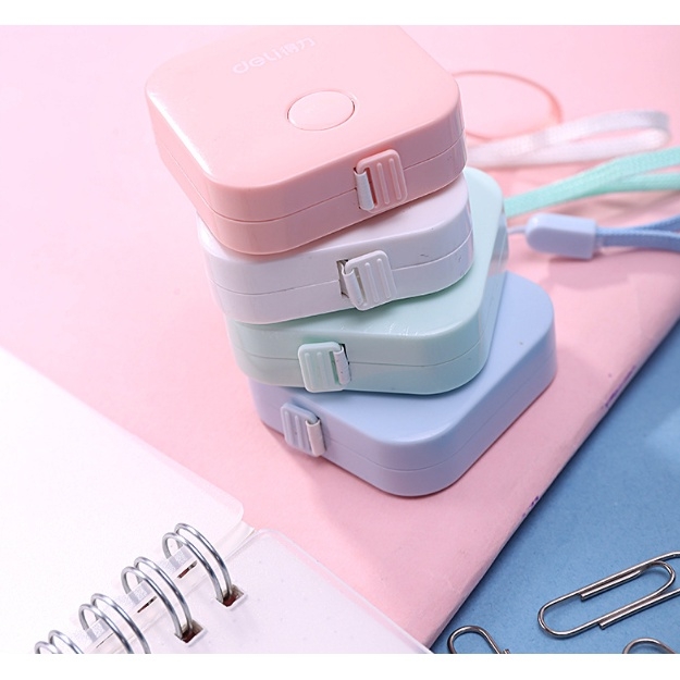 Thước dây da cuộn Deli - 1.5m - Hồng/ Xanh Lá/ Trắng/ Xanh Dương - 1 chiếc - 79650