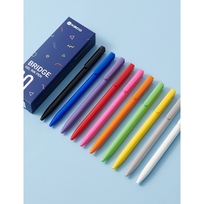 Bút gel KACO Bridge vỏ trơn mịn bóng màu đẹp mực đen ngòi 0,5mm (Hàng chính hãng)