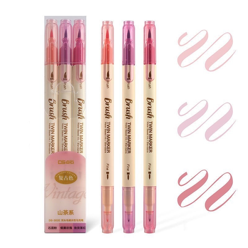 Bộ 3 bút Twin Marker brush 2 đầu ngòi viết Calligraphy, Sketchnote...