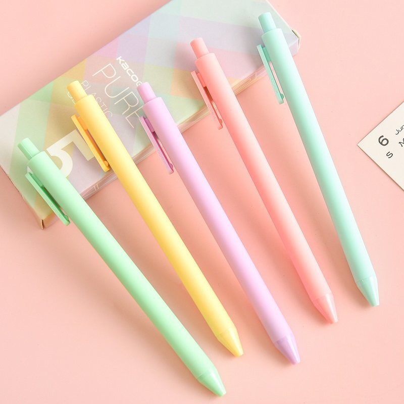 Bộ 5 bút gel KACO PURE mực nhiều màu ngòi 0,5mm (Hàng Chính Hãng)