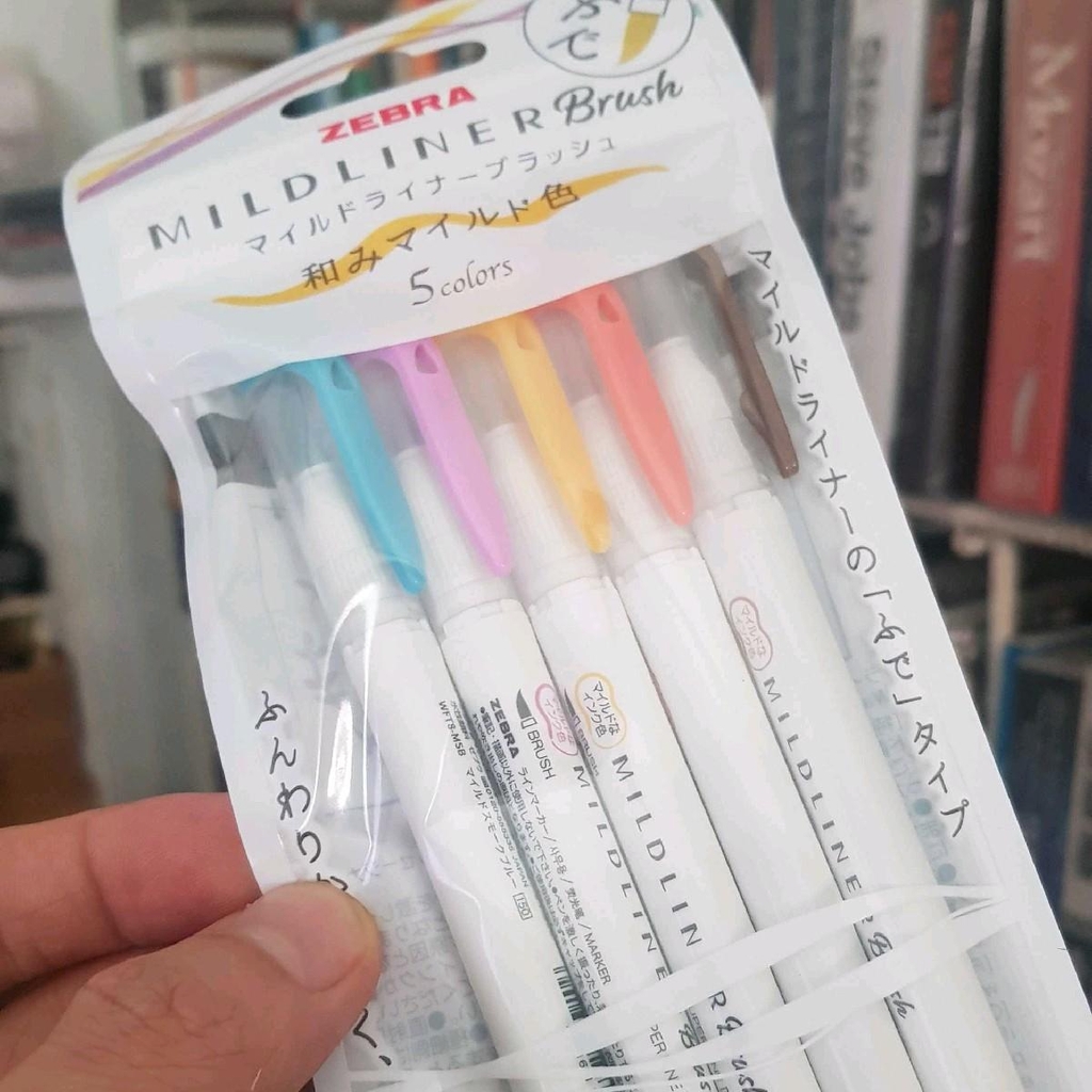 Set 5 bút đánh dấu 2 đầu ZEBRA MILDLINER BRUSH