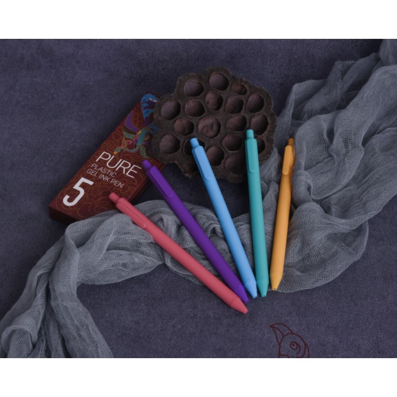 Bộ 5 bút gel KACO PURE mực nhiều màu ngòi 0,5mm (Hàng Chính Hãng)