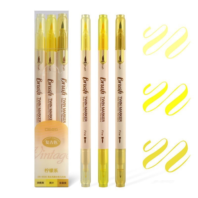 Bộ 3 bút Twin Marker brush 2 đầu ngòi viết Calligraphy, Sketchnote...