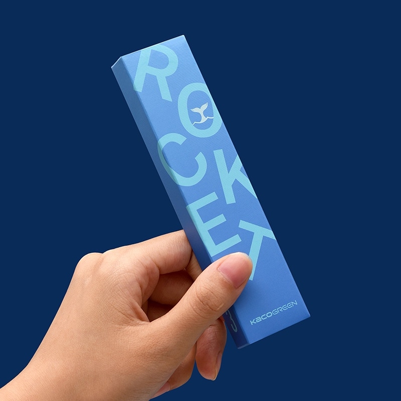 Bộ 3 bút gel Kaco Rocket Xanh Đại Dương mực đen ngòi 0,5mm (Hàng chính hãng)