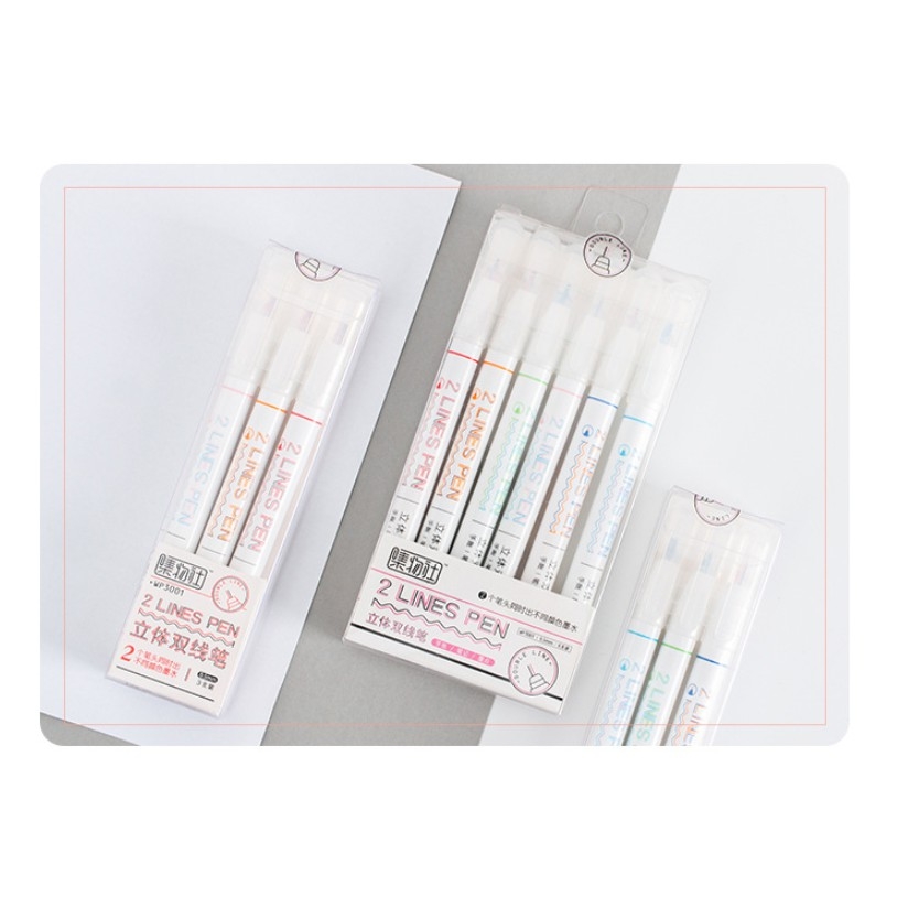 Bút lông 2 đầu nhiều màu/ Bút 2 nét, Double line Pen