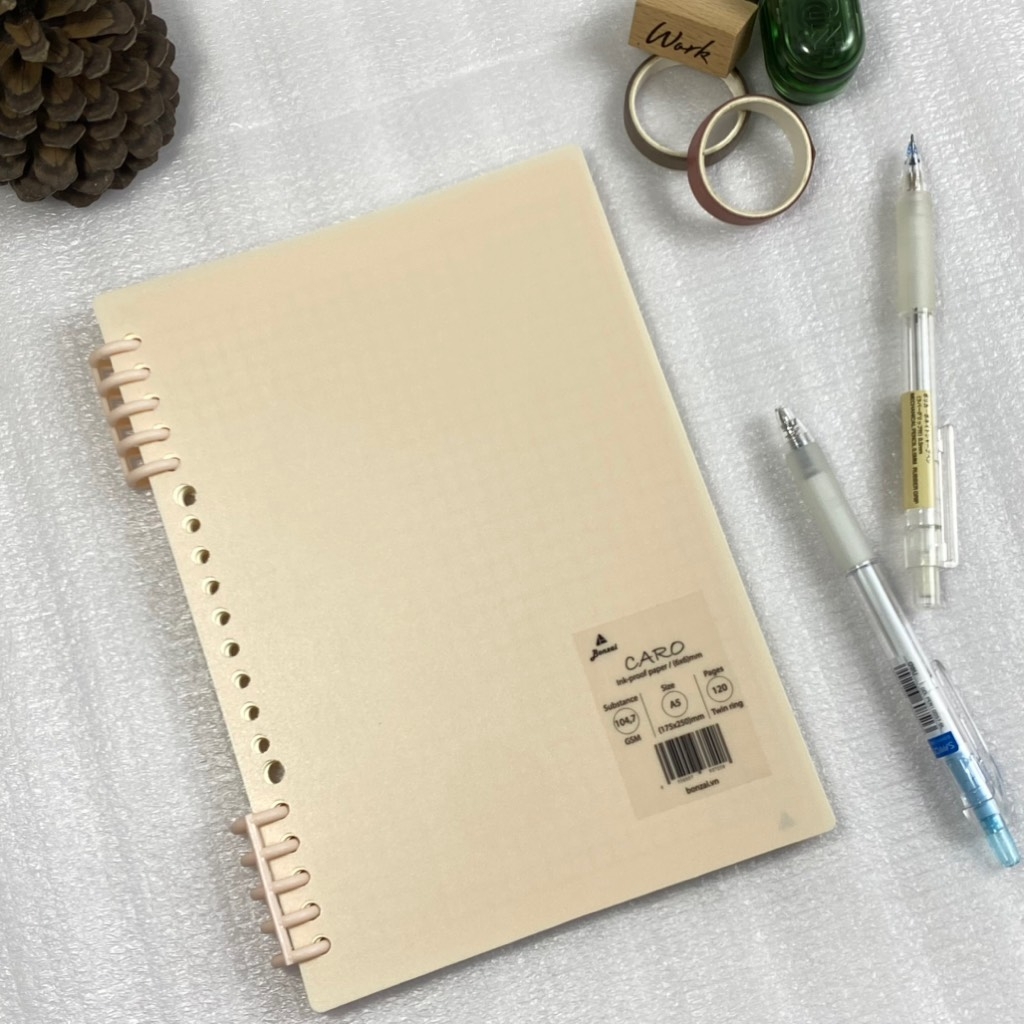 Vở còng nhựa hai đầu BONZAI bìa trơn màu Pastel xinh xắn 120 trang.