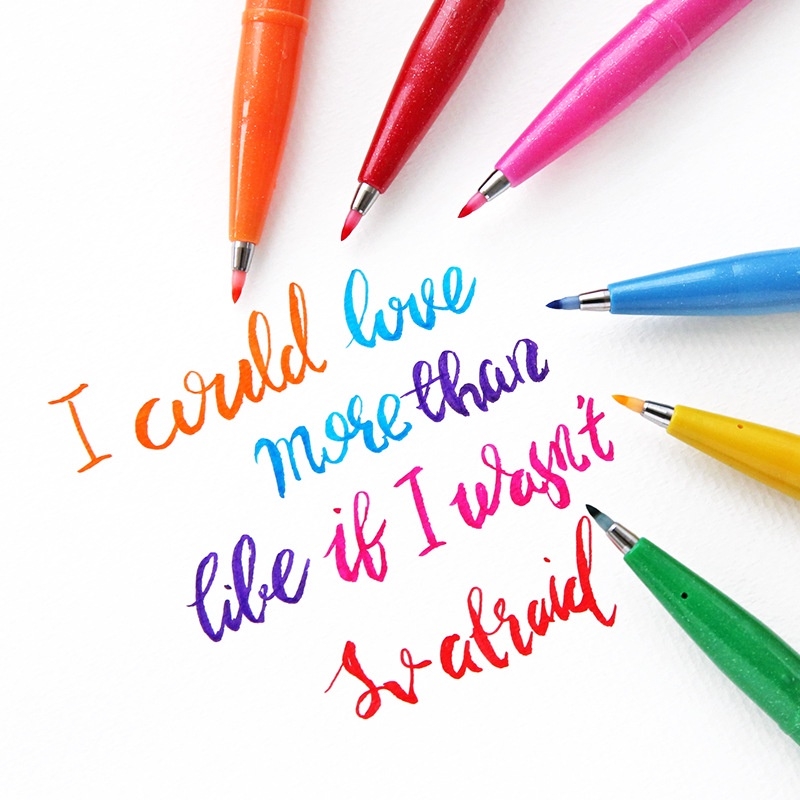 Bút viết thư pháp, bút viết calligraphy Pentel Fude Touch Brush Sign mực nhiều màu - 24 màu (cây lẻ)