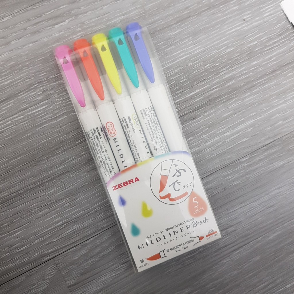 Set 5 bút đánh dấu 2 đầu ZEBRA MILDLINER BRUSH