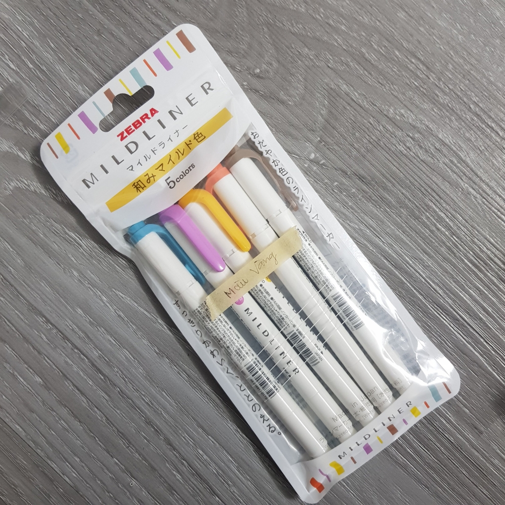 Set 5 bút 2 đầu  Zebra Mildliner (Nhật Bản)