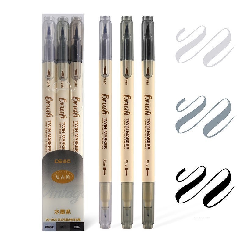 Bộ 3 bút Twin Marker brush 2 đầu ngòi viết Calligraphy, Sketchnote...