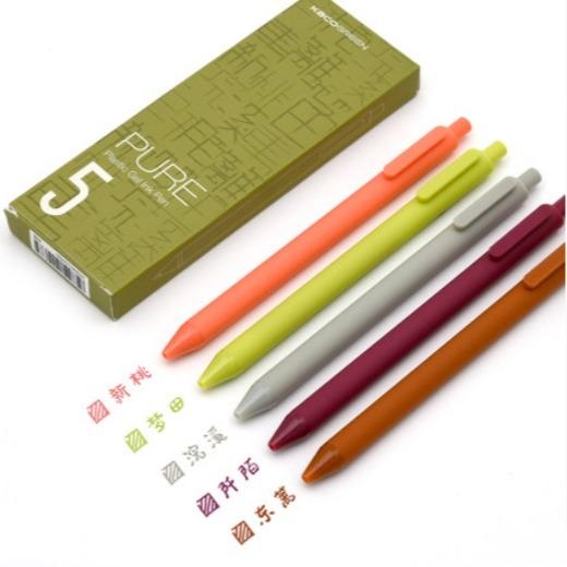 Bộ 5 bút gel KACO PURE mực nhiều màu ngòi 0,5mm (Hàng Chính Hãng)