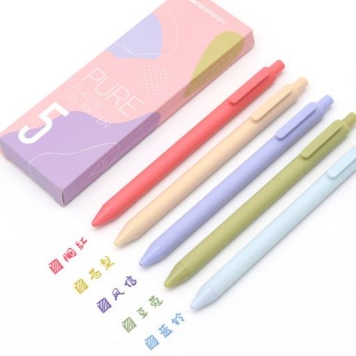 Bộ 5 bút gel KACO PURE mực nhiều màu ngòi 0,5mm (Hàng Chính Hãng)