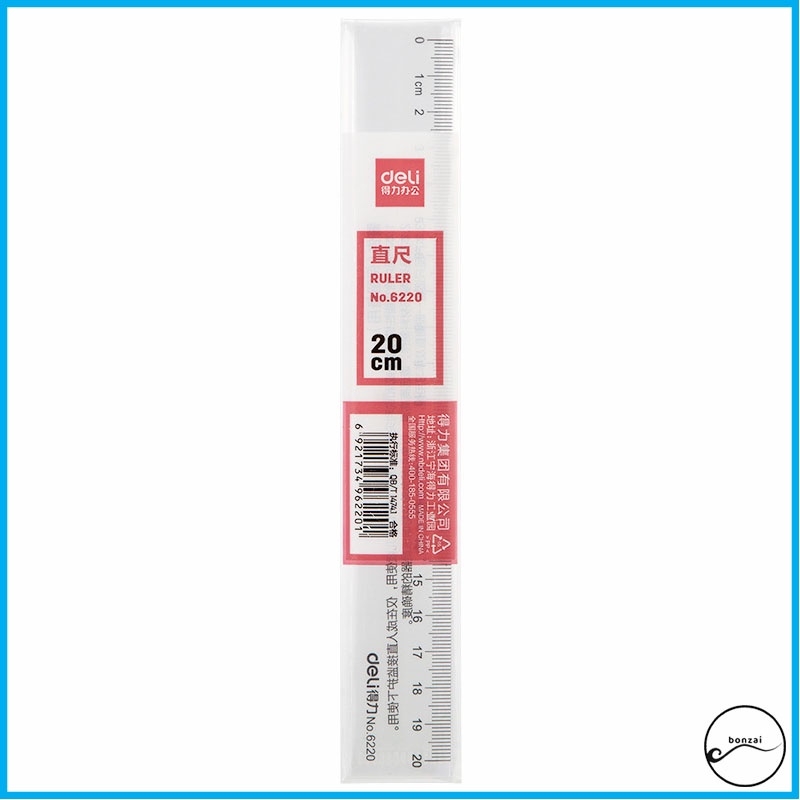 Thước kẻ Deli trong suốt 20cm - mã 6220