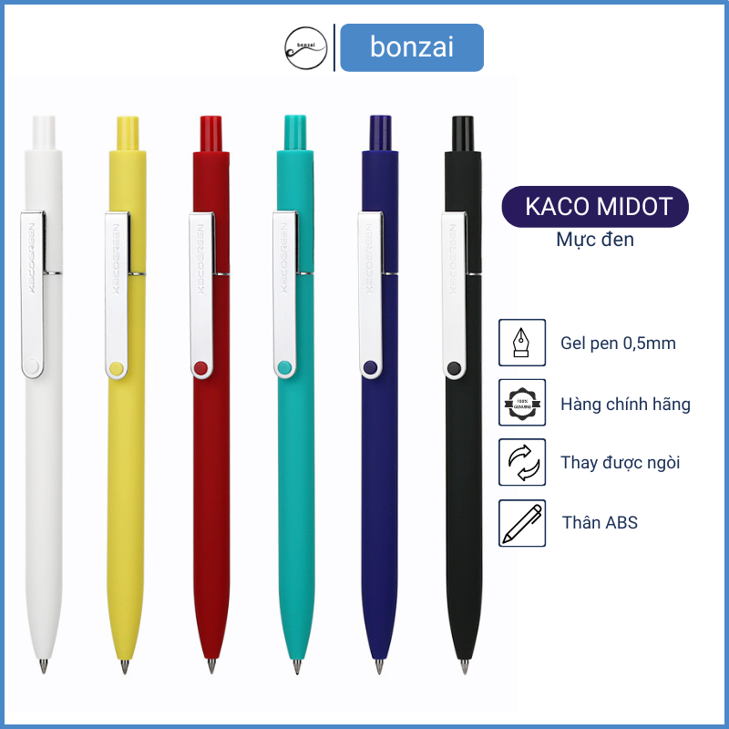 Bút gel KACO Midot ngòi 0,5mm - mực đen
