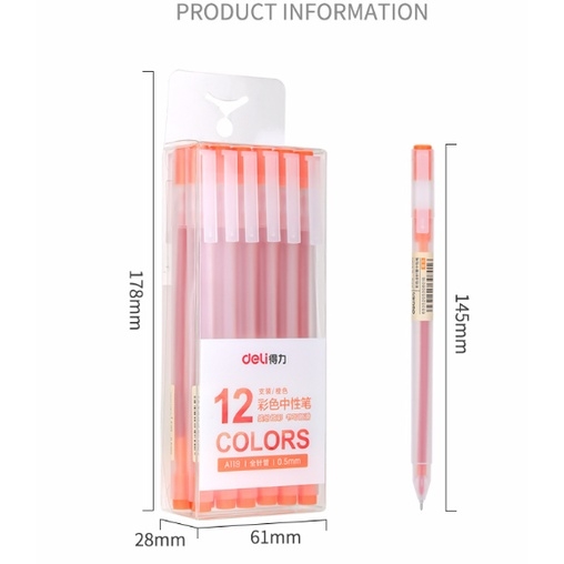 Bút viết mực gel ngòi 0,5mm mực nhiều màu DELI A119