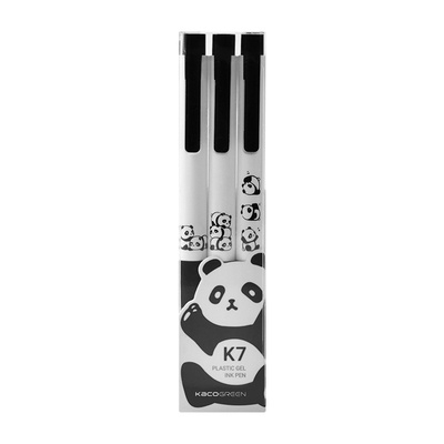 Bộ 3 bút KACO Panda K7 mực đen ngòi 0,5mm (Hàng Chính Hãng)