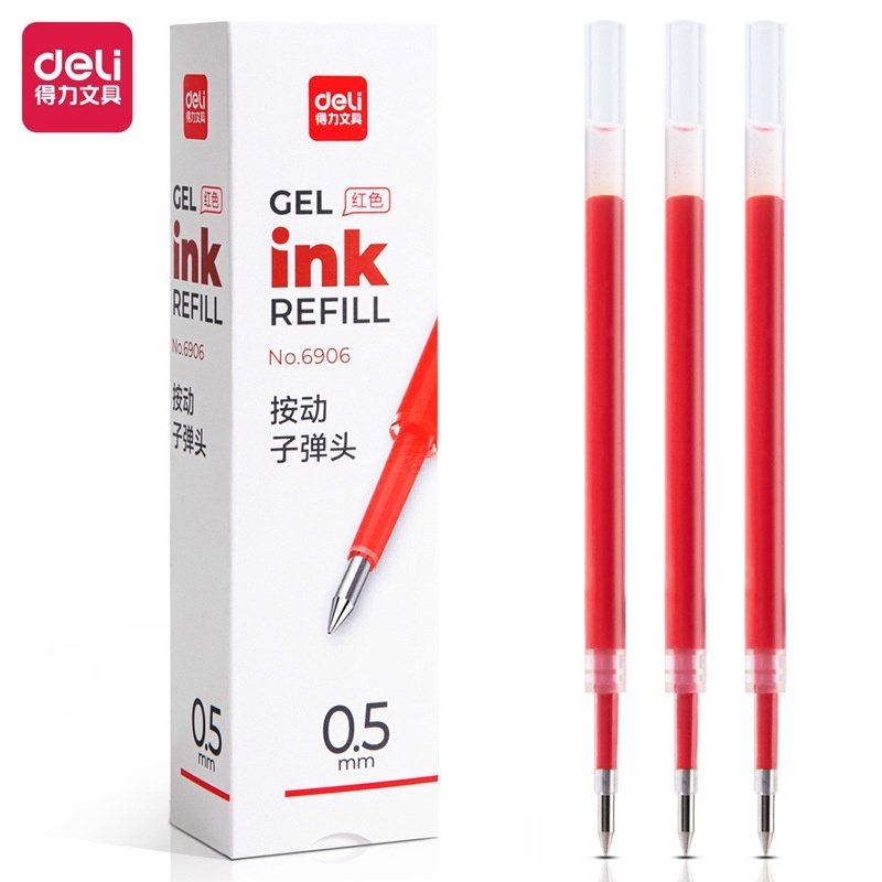 Ruột bút gel Deli Cao Cấp 6906 ngòi 0,5mm dùng thay thế cho bút bi bấm A057B, A575, S101.