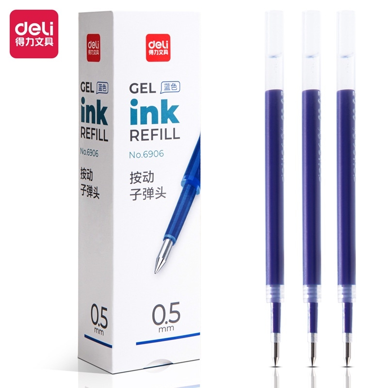 Ruột bút gel Deli Cao Cấp 6906 ngòi 0,5mm dùng thay thế cho bút bi bấm A057B, A575, S101.