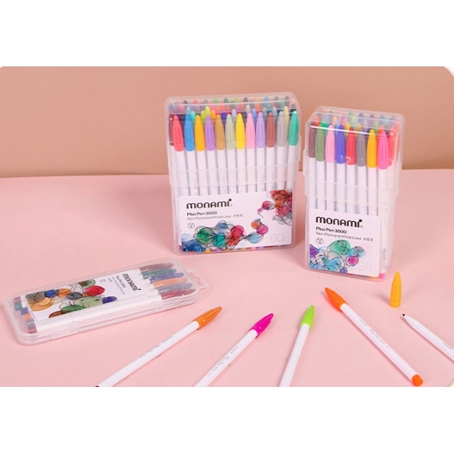 Bộ bút Monami bút lông màu viết Calligraphy màu nước (60 màu) mẫu 2022