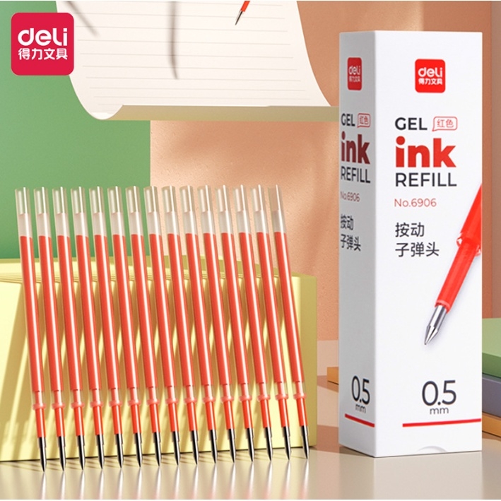 Ruột bút gel Deli Cao Cấp 6906 ngòi 0,5mm dùng thay thế cho bút bi bấm A057B, A575, S101.