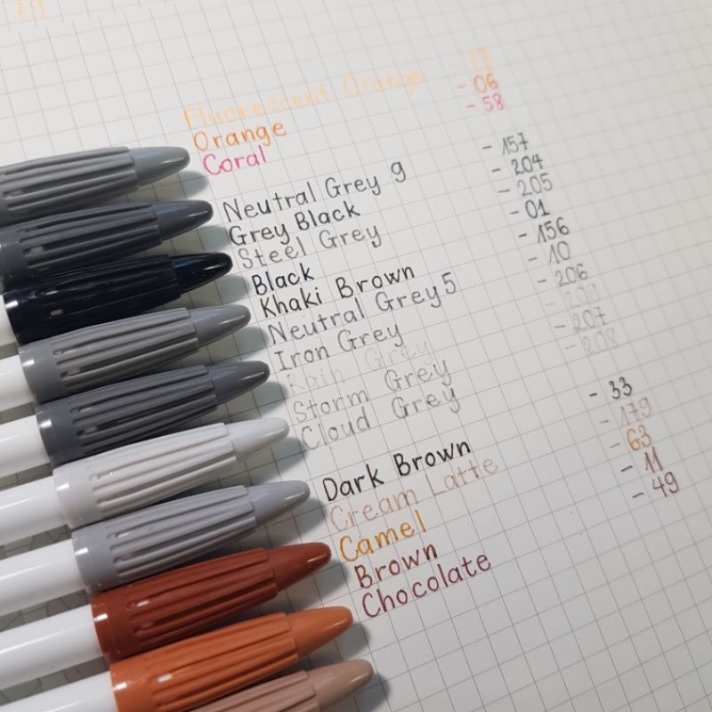 Bút Monami Brush Pen 3000 bút màu nước 60 màu 2022 mới Tone Cam và Xám