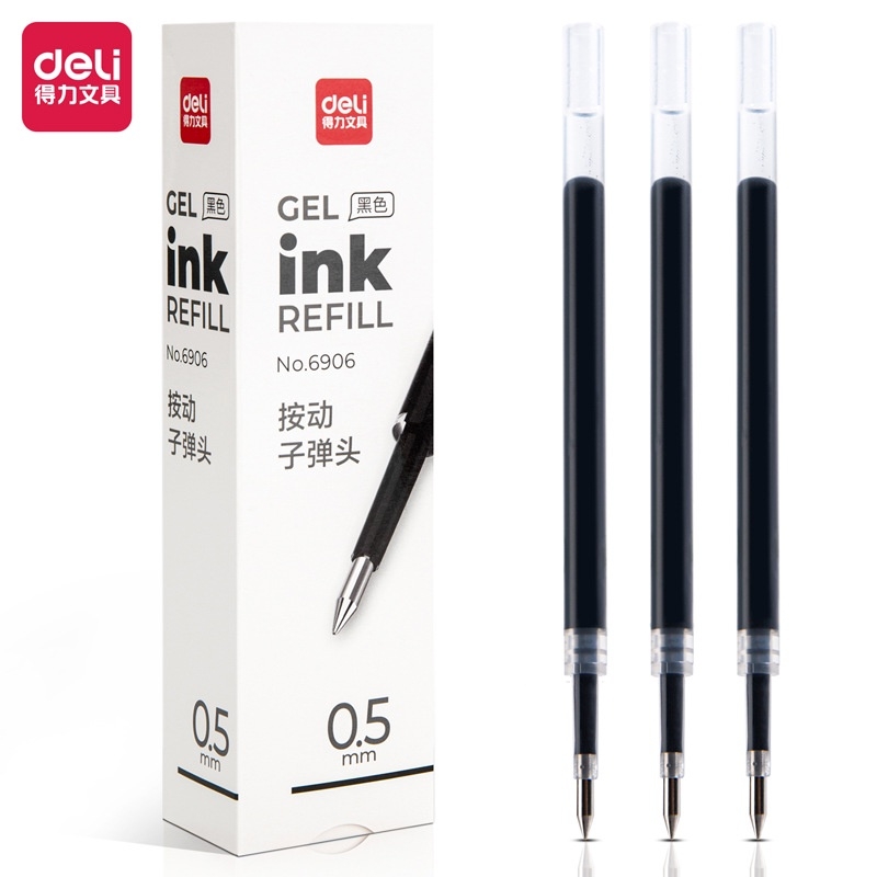 Ruột bút gel Deli Cao Cấp 6906 ngòi 0,5mm dùng thay thế cho bút bi bấm A057B, A575, S101.