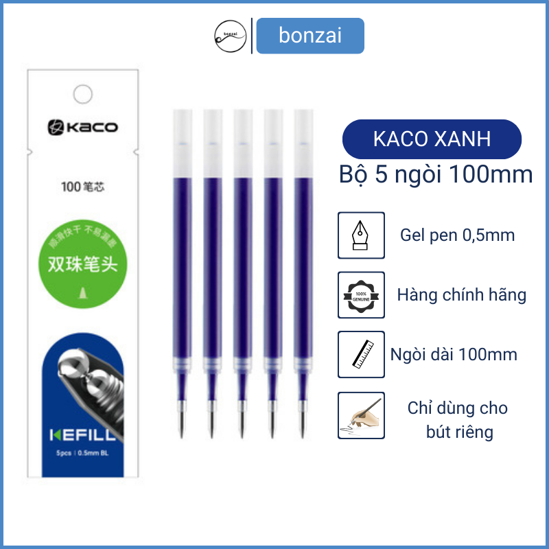 Bộ bút gel xoay KACO LOVE kèm 2 ngòi mực đen (chính hãng)