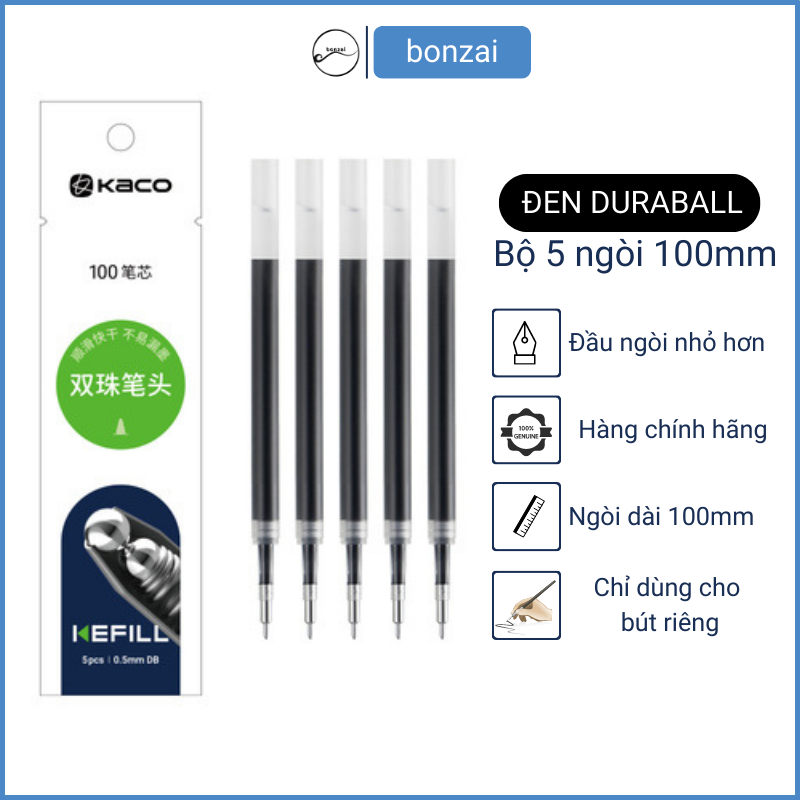 Bộ bút gel xoay KACO LOVE kèm 2 ngòi mực đen (chính hãng)