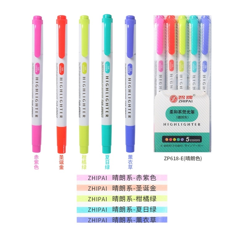 Bút đánh dấu 2 đầu HIGHLIGHTER , sét 5 màu yêu thích