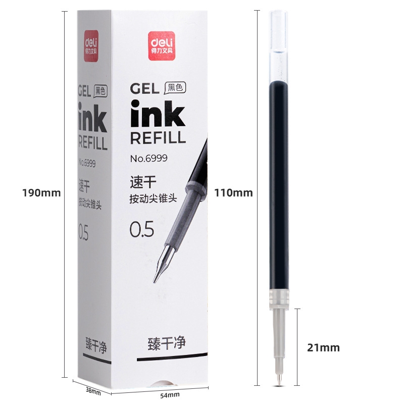 Bút gel Deli văn phòng sinh viên thiết kế vỏ trong suốt ngòi 0,5mm mực đen A057B-01