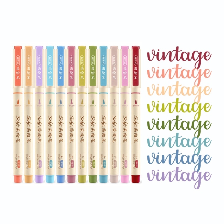 Bộ 3 bút Soft Brush Sign Pen luyện viết Calligraphy, Bullet Journal, Trang trí sổ