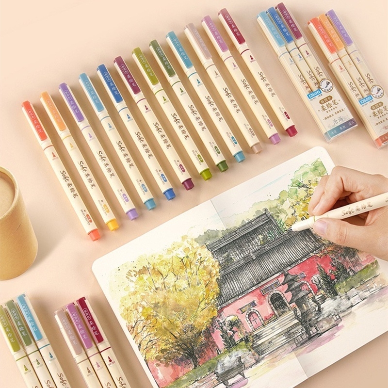 Bộ 3 bút Soft Brush Sign Pen luyện viết Calligraphy, Bullet Journal, Trang trí sổ