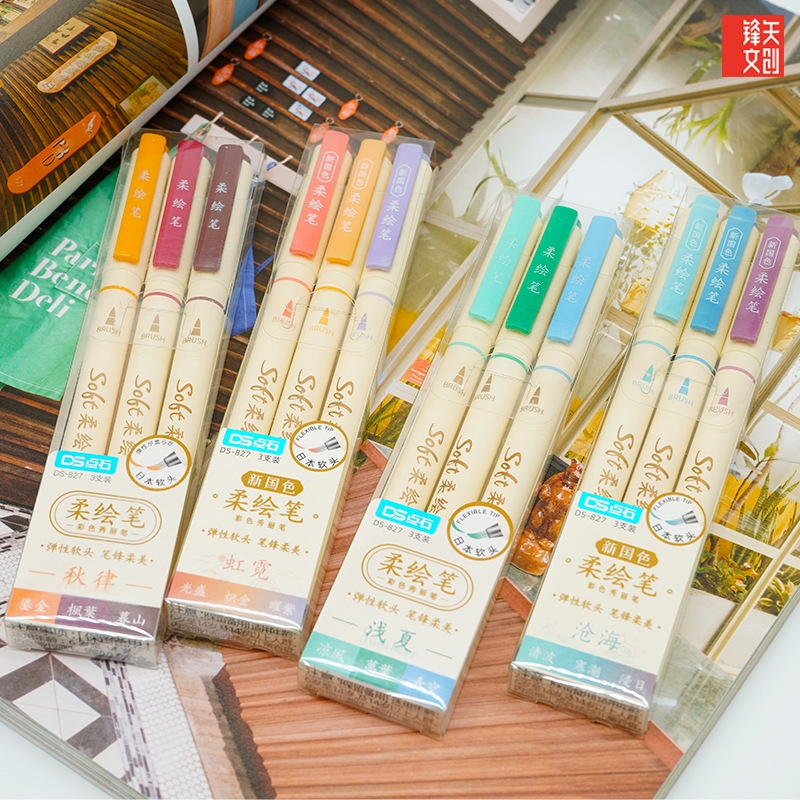 Bộ 3 bút Soft Brush Sign Pen luyện viết Calligraphy, Bullet Journal, Trang trí sổ