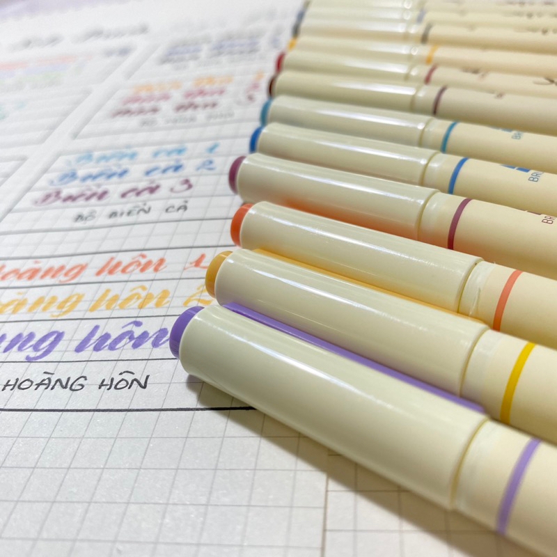 Bút Soft Brush Sign Pen luyện viết Calligraphy, Bullet Journal, Trang trí sổ Full 24 màu (cây lẻ)