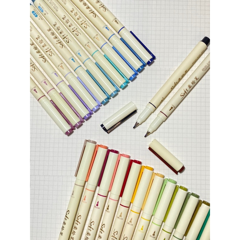 Bút Soft Brush Sign Pen luyện viết Calligraphy, Bullet Journal, Trang trí sổ Full 24 màu (cây lẻ)