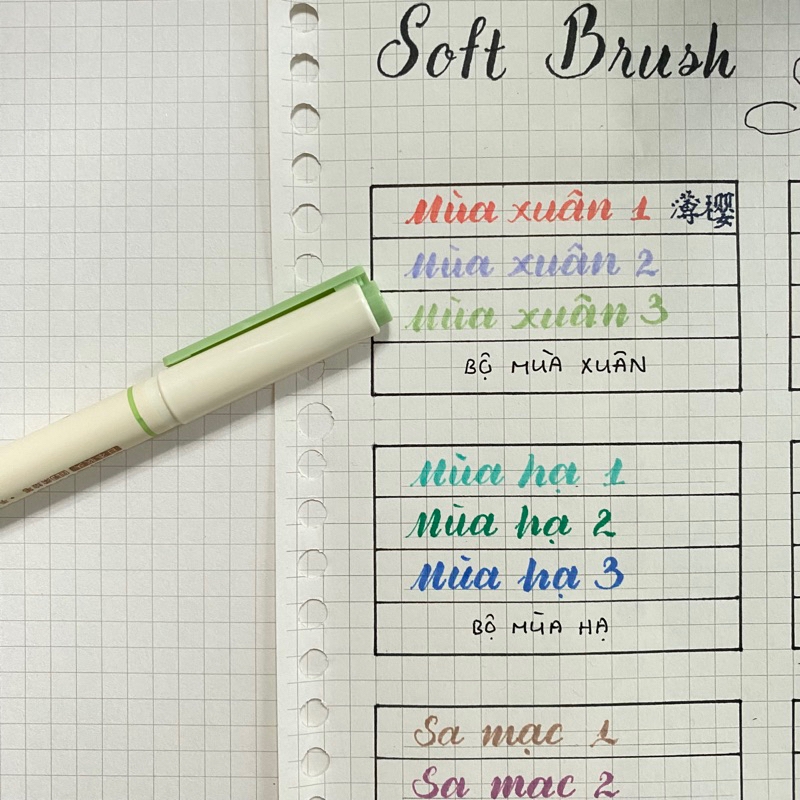 Bút Soft Brush Sign Pen luyện viết Calligraphy, Bullet Journal, Trang trí sổ Full 24 màu (cây lẻ)
